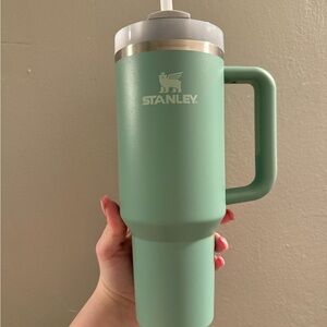 Stanley Green Water Bottle with Large Handle and Wide-Mouth Opening